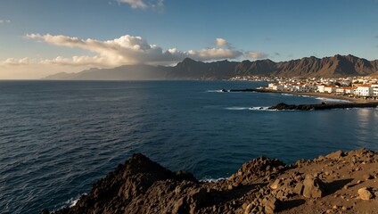 Wall Mural - View of El Infierno across the Atlantic towards Garachico, Tenerife.