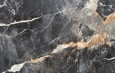 Aufkleber - A textured black marble surface featuring striking veins of white and gold, showcasing a sophisticated natural stone design.