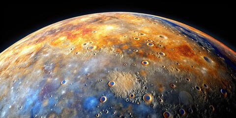 a close-up image of the rocky surface of planet mercury , planet, mercury, space, astronomy, surface