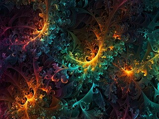 Wall Mural - Vibrant fractal design with chaotic patterns for creative projects.