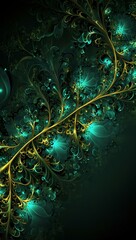 Wall Mural - Vibrant green fractal design.