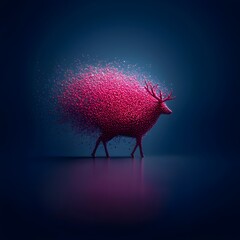 Wall Mural - Abstract deer silhouette made of colorful particles