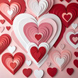 © IRINA - Paper cut-out hearts arrangement in various sizes on pastel background