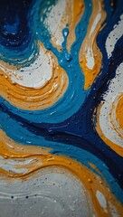 Wall Mural - Vibrant splash of blue oil paint creating artistic ripples