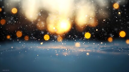 Wall Mural - Magical winter sunset with falling snowflakes