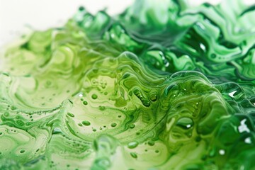 Poster - A detailed view of a mixture of green and white liquids