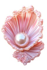 Poster - A close-up of a pink shell with a pearl inside, suitable for decorative or educational purposes