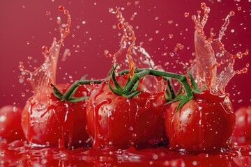 Poster - Tomatoes and water in a splash