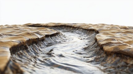 Poster - A close-up view of a flowing stream of water with rippling surface and surrounding vegetation