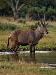 Wall Mural - Waterbuck in its natural habitat.