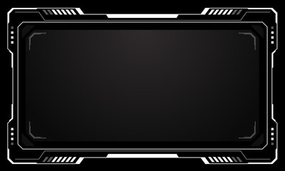 Poster - HUD frames white grey user interface elements design modern technology futuristic control panel screen digital hologram window gaming menu touching cyber monitor set on black background vector