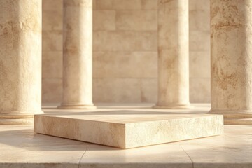 Poster - A stone platform with a row of pillars in the background