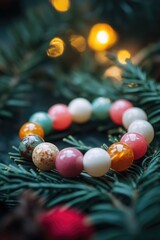 Poster - A close-up shot of a shiny bracelet adorning a Christmas tree, perfect for festive decoration or holiday gift wrapping