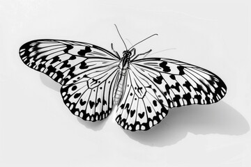 Aufkleber - A single black and white butterfly perched on a white surface