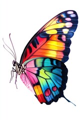 Poster - A colorful butterfly sits atop a clean and simple white surface, great for use in designs related to nature, beauty, or inspiration