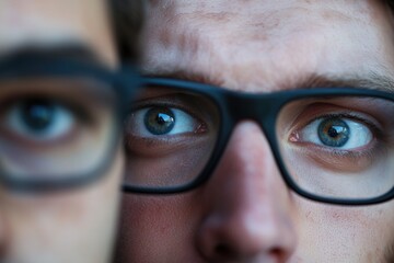 Poster - Close-up shot of a person with glasses