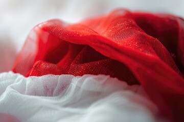 Poster - Close-up shot of a red and white striped cloth with intricate details