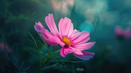 Poster - A close-up shot of a pink flower with a blurred background