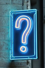 Aufkleber - A bright neon sign with a question mark in the center, suitable for use in various themes and settings