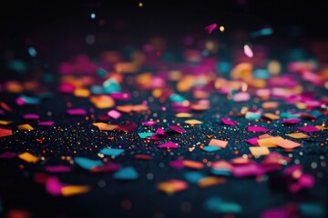 Canvas Print - Confetti scattered on a dark background