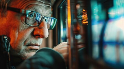 Aufkleber - A person gazing out of a window, possibly contemplating or lost in thought