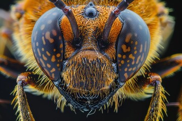 Poster - Close-up shot of a bug's face on a black background