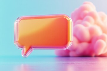 Poster - A bright orange speech bubble sits atop a table, ready for use in various contexts