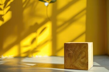 Poster - A simple wooden block resting on a table surface
