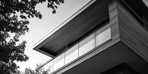 Poster - Black and white photo of an old building