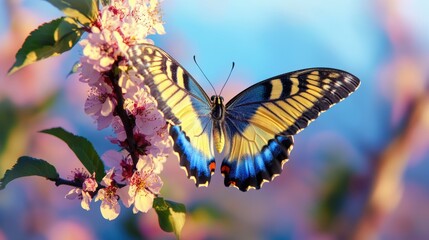 Poster - A butterfly perched on a tree branch