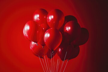Poster - A bunch of red balloons floating in the air