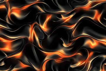 Poster - Abstract design featuring a swirly pattern on a black and orange background