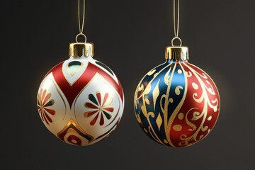 Poster - A pair of decorative ornaments suspended from a string