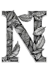 Poster - A simple black and white illustration of the letter N