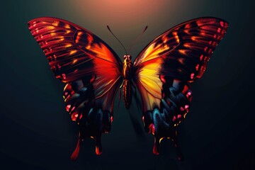Poster - A colorful butterfly perched on a table, ready to take flight