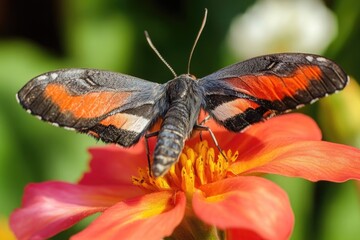 Poster - A close-up shot of a colorful butterfly sitting on a bright flower