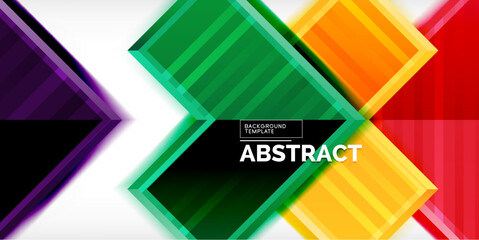 Poster - Arrow symbols created with 3d effects and line texture geometric abstract background