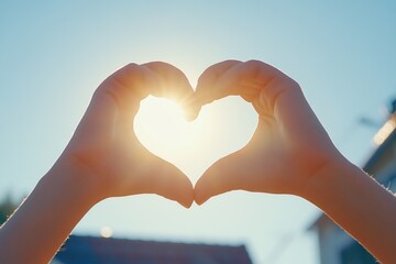 Poster - A person forming a heart shape with their hands, perfect for love and Valentine's Day themes