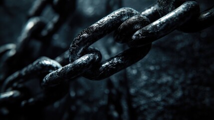 Aufkleber - A close-up view of a chain on a dark, textured surface