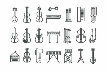 Aufkleber - Collection of different music instruments, perfect for music school or studio use