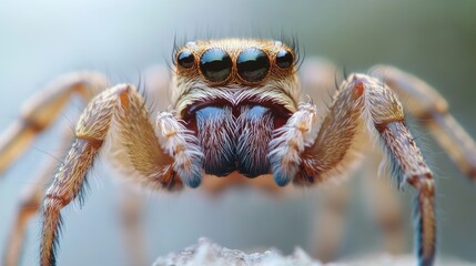 Poster - A close-up shot of a spider's mouth open, ready to catch prey