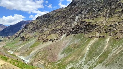 Wall Mural - View of himalayan mountains at darcha dangma and bhag river in the lahaul sub-division in the lahaul and spiti district in the Indian state of himachal pradesh.