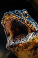 Poster - Close-up shot of a fish with its mouth open, suitable for educational or scientific purposes