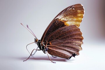 Poster - A detailed view of a butterfly's wings and body on a clean white surface