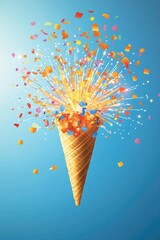 Poster - Colorful dessert with sweet treats and celebratory decorations, perfect for parties or special occasions