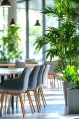 Poster - A cozy dining room with multiple chairs and a table, ideal for family gatherings or formal dinners