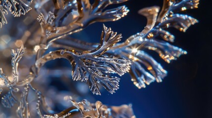 Poster - A detailed view of a plant covered in frost, perfect for winter or cold weather scenes