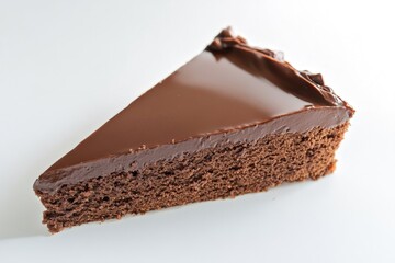 Poster - Delicious piece of chocolate cake sitting on a white surface, ready for serving or decoration