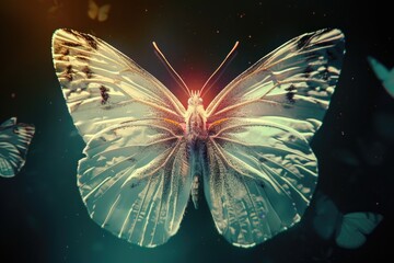 Poster - A close-up shot of a white butterfly with distinctive black spots on its wings, ideal for use in nature or wildlife photography projects