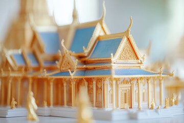 Aufkleber - A building with a blue roof, perfect for urban or modern scene imagery